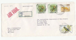 OLYMPICS Registered METALIX APO Sri Lanka COVER Stamps OLYMPIC GAMES Air Mail To GB 1988 Reg Label Sport Metal Work - Sommer 1988: Seoul