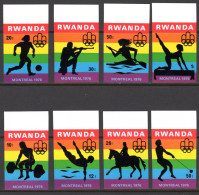 Rwanda1976, Olympic Games In Montreal, Football, Shooting, Rowing, Gymnastic, Horse Race, 8val IMPERFORATED - Hípica