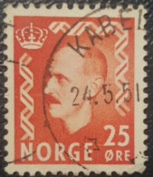 Norway King Haakon 25 Used Postmark Stamp - Used Stamps