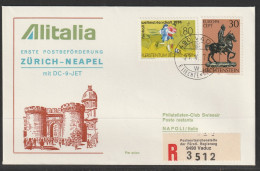 1974, Alitalia, Erstflug, Liechtenstein - Napoli Neapel - Poste Aérienne