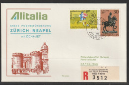 1974, Alitalia, Erstflug, Liechtenstein - Napoli Neapel - Posta Aerea