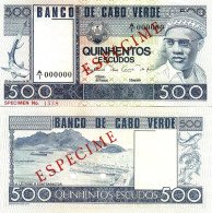 Cape Verde / Cabo Verde 500 Escudos 1977 Specimen P-55s UNC - Cabo Verde