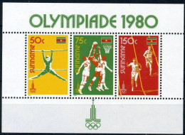 Suriname 1980 Olympiade 1980, Sports Basketball, Turnen, Atheletics - Block - MNH/**/Postfris  - Surinam