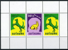 Suriname 1977 Huisdieren, Dog, Rabbit, Chien, Lapin - Block - MNH/**/Postfris  - Surinam