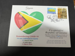 11-3-2024 (2 Y 43) COVID-19 4th Anniversary - Guyana - 10 March 2024 (with Guyana COVID-19 Stamp) - Malattie