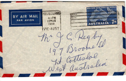 Australia 1959 Air Mail Cover From Melbourne To West Australia, With Contents - Cartas & Documentos