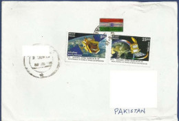INDIA POSTAL USED AIRMAIL COVER TO PAKISTAN JOINT ISSUE FRANCE SPACE CO OPERATION SATELLITE - Luftpost