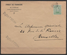 L. Entête "Syndicat Des Pharmaciens" Affr. N°137 Obl. Fortune "TONGEREN/TONGRES" Pour Bruxelles 1919 - Fortune Cancels (1919)