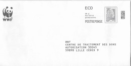 MARIANNE L ENGAGEE PAP POSTREPONSE WWF PANDA LILLE ECO, NUMERO 377554, VOIR LES SCANNERS - PAP: Antwort/Marianne L'Engagée