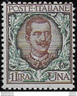 1901 Italia VE III Lire 1 Bruno Verde MNH Sassone N. 77 - Autres & Non Classés