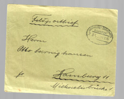 Feldpostbrief Mit Bahnpoststempel Angerburg-Darkehmen 1915 Nach Hamburg - Feldpost (portvrij)