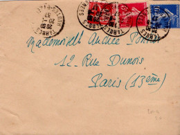 AFFRANCHISSEMENT COMPOSE SUR LETTRE DE TARBES 1937 - Tarifs Postaux