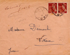 MERCURE AFFRANCHISSEMENT COMPOSE SUR LETTRE DE DOLE JURA 1941 - Tariffe Postali