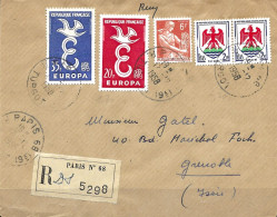 TIMBRE N° 1174 :/ 1173 / 1115 / 1184   -  TARIF DU 1 7 57  -  SUR LETTRE RECOMMANDEE  -  1958 - Postal Rates