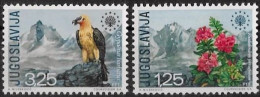 YOUGOSLAVIE - OISEAU ET FLEURS - N° 1291 ET 1292 - NEUF** MNH - Águilas & Aves De Presa