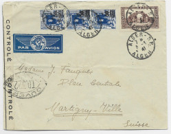 ALGERIE 2FR+50CX3 LETTRE COVER AVION ALGER RP 3.3.1941 POUR SUISSE CENSURE OUVERT TD 322 - Lettres & Documents