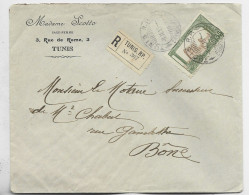 TUNISIE 35C SEUL LETTRE COVER REC TUNIS RP 8.II.1913 POUR ALGERIE - Lettres & Documents