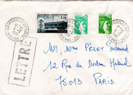 AFFRANCHISSEMENT COMPOSE SUR LETTRE DE POUILLY SUR LOIRE NIEVRE 1981 - Tariffe Postali