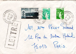 AFFRANCHISSEMENT COMPOSE SUR LETTRE DE POUILLY SUR LOIRE NIEVRE 1981 - Tarifas Postales
