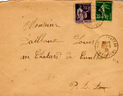 AFFRANCHISSEMENT COMPOSE SUR LETTRE DE PONT DU CHATEAU PUY DE DOME 1939 - Tarifs Postaux