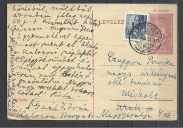 Hungary, St. Card, 12 Fiilér, Additional Stamp, 1943. - Postal Stationery