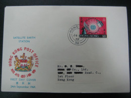 Hong Kong 1969 Opening Of Communication Satellite Earth Station Stamps GPO First Day Cover FDC - Lettres & Documents