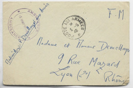 LETTRE FM POSTE AUX ARMEES 5.5.1946 +  CACHET VIOLET AMBULANCE LE VAGUEMESTRE - Posta Aerea Militare