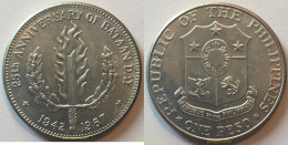 1661 FILIPINAS 1967 PHILIPPINES 1967 1 PESO BATAAN DAY FILIPINAS PLATA SILVER PHILDOM - Philippines