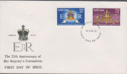 1978. NORFOLK ISLAND. Coronation 25 Years In Complete Set With 2 Stamps On FDC. (MICHEL 212-213) - JF543102 - Norfolk Island