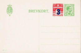 1921. DANMARK. BREVKORT 3 Overprint On 2 + 5 øre Christian X With Print Number 49 I.  - JF543181 - Lettres & Documents