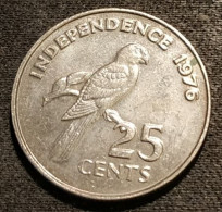 Pas Courant - SEYCHELLES - 25 CENTS 1976 - INDEPENDENCE 1976 - KM 24 - Seychelles