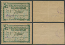 8245 ESPAÑA. Emisiones Locales Republicanas 1937 UNIO DE COOPERADORS DE BARCELONA 5 PESETAS - Otros & Sin Clasificación