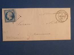 DL 7 FRANCE BELLE LETTRE  RR 1860 PETIT BUREAU THOUARS  A SAUMUR + NAP. N°14  VOISIN+AFF. INTERESSANT+ - 1849-1876: Klassik