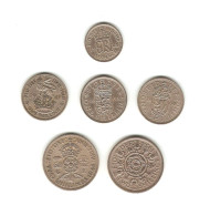 596/ Grande-Bretagne : 6 Pence 1948 - 1 Shilling 1947, 1960, 1960 - 2 Shillings 1948, 1954 - Altri & Non Classificati