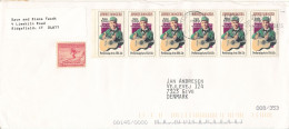 USA Cover Sent To Denmark With A Stripe Of 6 Jimmie Rodgers - Covers & Documents