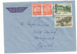 Israël - Lettre De 1954 - Oblit Haifa - Exp Vers Zürich - Monnaies - Arbres - Avions - - Storia Postale