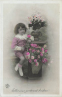 FËTES - VOEUX - Elles Vous Porterons Bonheur - Une Jeune Fille Tenant Une Fleur Dans Sa Main - Carte Postale Ancienne - Sonstige & Ohne Zuordnung