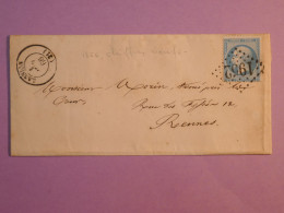 DL 7 FRANCE BELLE LETTRE  1866  LANNION A RENNES  +N° 22 CACHET CHIFFRE NEUF + ++AFF. INTERESSANT+ - 1849-1876: Periodo Classico