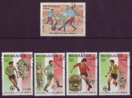 Amérique - Nicaragua - Mexico'86 - Copa Mundiia De Futbol - 5 Timbres Différents - 6624 - Nicaragua