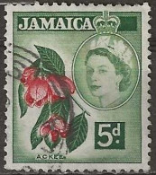 JAMAICA 1956 Queen Elizabeth II - Ackee - 5d. - Red And Green FU - Jamaïque (...-1961)