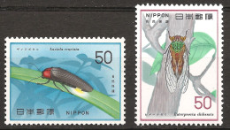Japon Nippon 1977 N° 1231 / 2 ** Insectes, Protection De La Nature, Luciola Cruciata, Luciole, Euterpnosia, Cigale Arbre - Nuevos