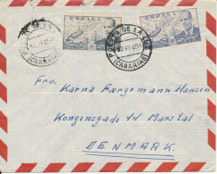 Spain Air Mail Cover Sent To Denmark Puerto De La Luz Canarias 12-2-1955 From M/S Louisiana D.F.D.S. - Briefe U. Dokumente