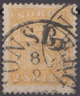 Norwegen Mi.Nr. 6 Freim. Wappen (2 Sk) Gestempelt - Gebruikt