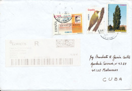 Spain Registered Cover With R Postal Label And Stamps Sent To Cuba 3-10-2015 Topic Stamps - Cartas & Documentos