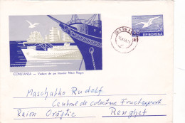 CONSTANTA , SHIP, SHINY PAPER , USED,   1961, COVERS STATIONERY   ROMANIA - Ganzsachen