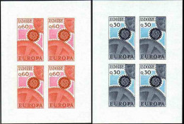 Andorre Non Dentelés N°179/180  Europa 1967  2 Feuillets De 4 Timbres Non Dentelés Qualité:** Cote:460 - Autres & Non Classés