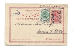 IRAN PERSIA - 1913 SAHIDJEAN UPRATED POSTAL STATIONERY TO GERMANY - Iran