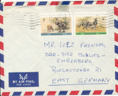 Tanzania Air Mail Cover Sent To Germany 20-9-1985 Topic Stamps Wild Animals - Tansania (1964-...)