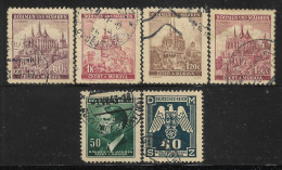 1939-1943 BOHEMIA & MORAVIA Set Of 6 USED STAMPS (Michel # 27,28,41,69b,92,Official 14) - Gebruikt