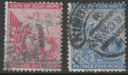 Cape Of Good Hope (CoGH). 1871-76 Hope (without Frame Line). 1d, 4d Used. Crown CC W/M SG 29, 30. M3046 - Capo Di Buona Speranza (1853-1904)